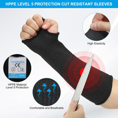 Cut Resistant Sleeve, Arm Safety Protectors Sleeves with Thumb Hole Forearm Guard Sleeves
