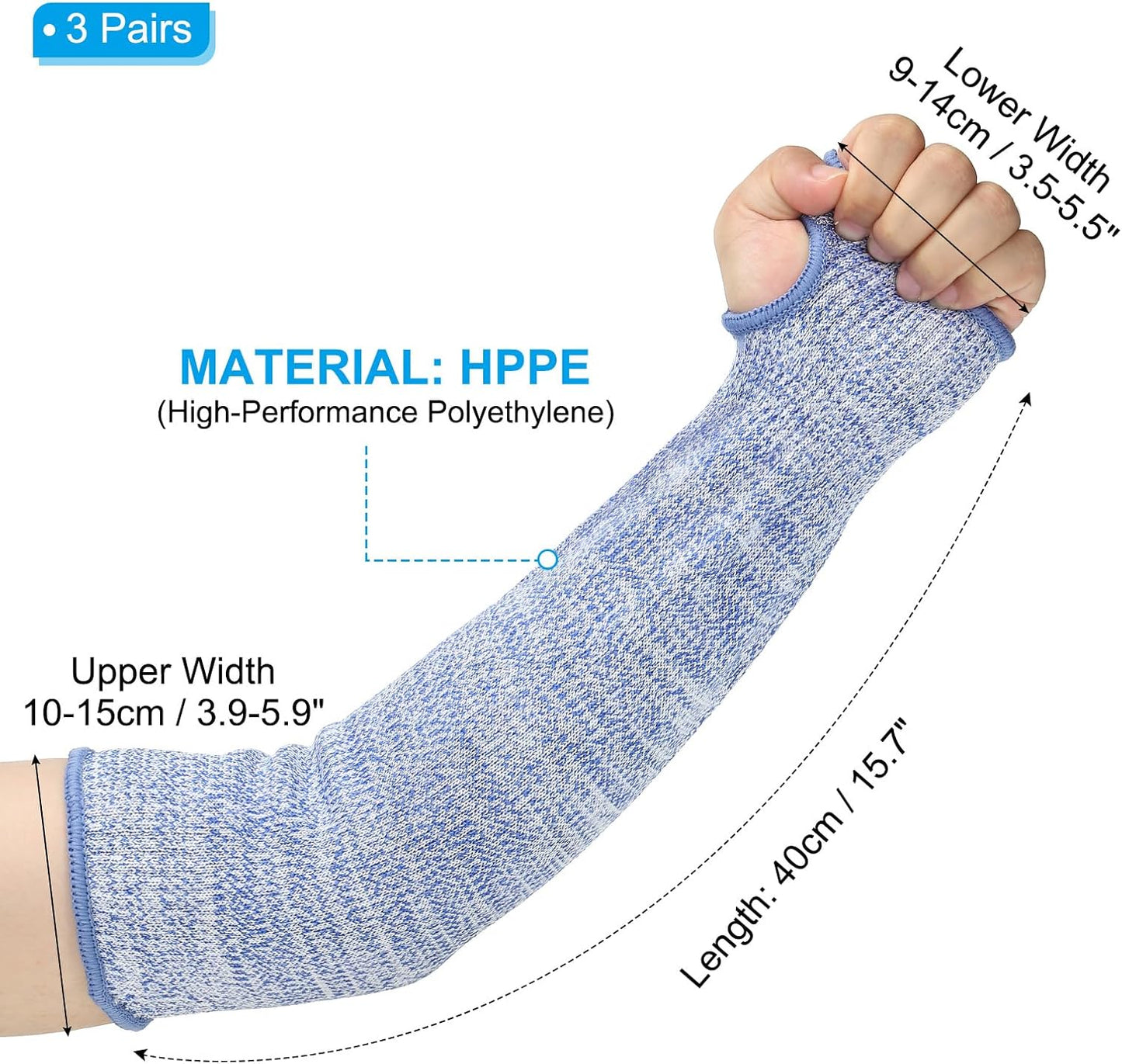 Cut Resistant Sleeve, Arm Safety Protectors Sleeves with Thumb Hole Forearm Guard Sleeves