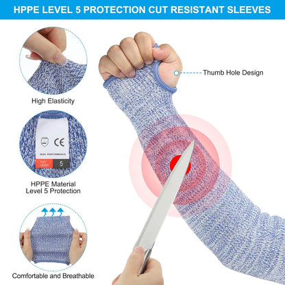 Cut Resistant Sleeve, Arm Safety Protectors Sleeves with Thumb Hole Forearm Guard Sleeves