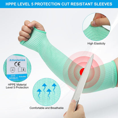 Cut Resistant Sleeve, Arm Safety Protectors Sleeves with Thumb Hole Forearm Guard Sleeves
