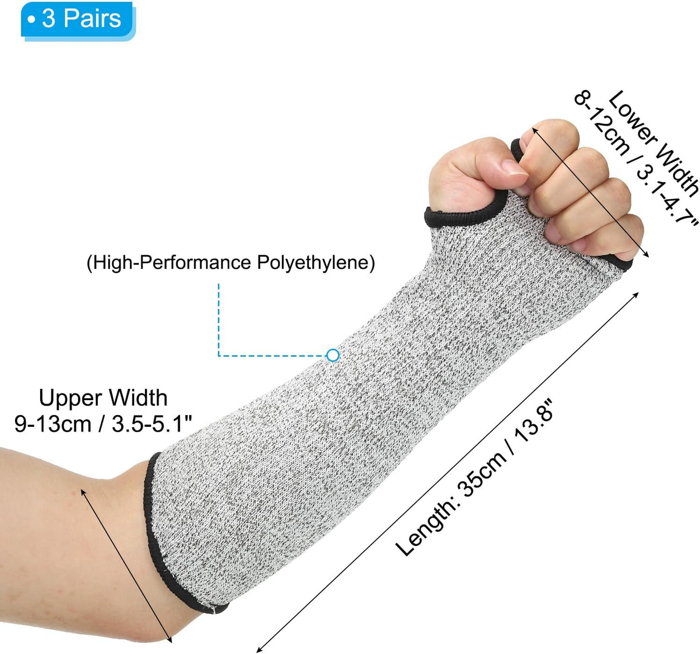 Cut Resistant Sleeve, Arm Safety Protectors Sleeves with Thumb Hole Forearm Guard Sleeves