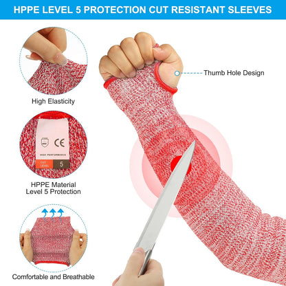 Cut Resistant Sleeve, Arm Safety Protectors Sleeves with Thumb Hole Forearm Guard Sleeves