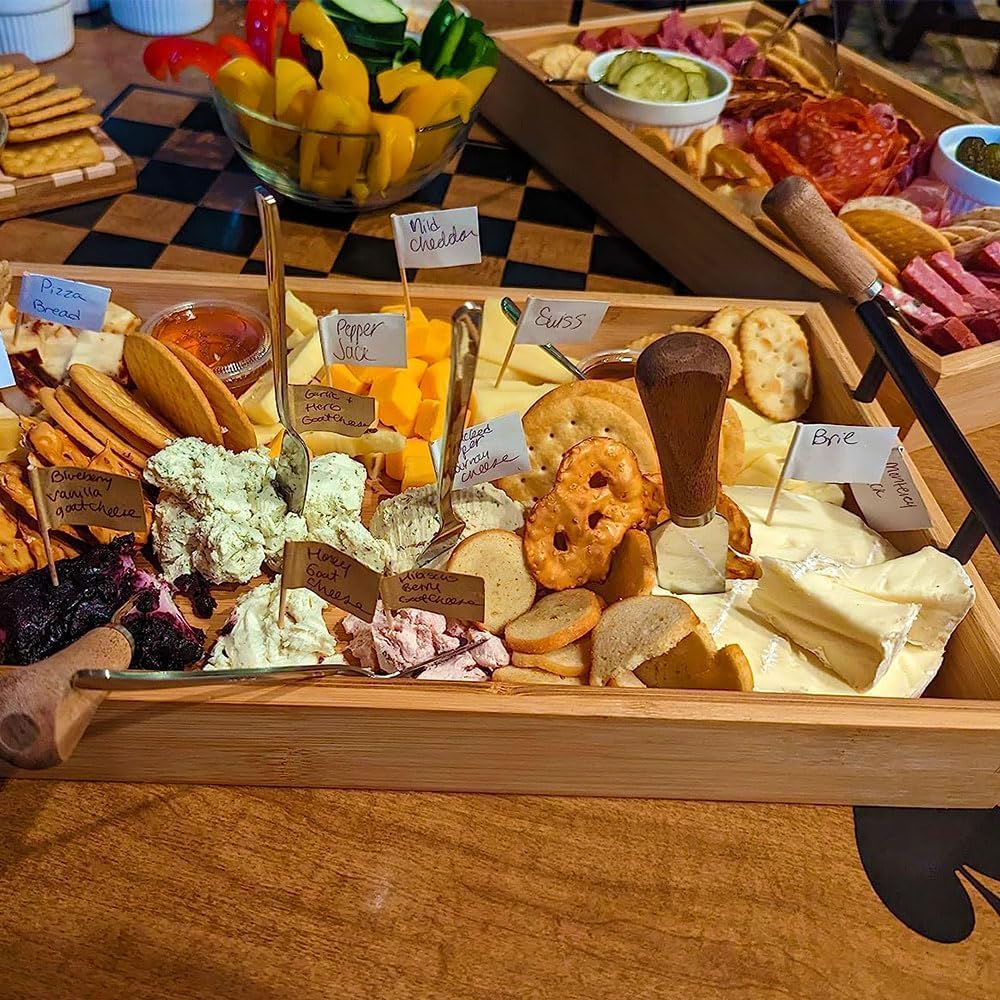 5-Piece Wood Cheese Knife Set with Wood Knife Block for Charcuterie Board,Charcuterie Boards Accessories Charcuterie Utensils Tools (DJ-2)