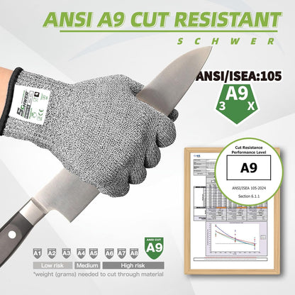 SlicePro ANSI Cut Resistant Gloves, Food Grade Cutting Glove for Kitchen Food Prep, Mandoline Gloves for Meat Cutting, Oyster Shucking, Fish Fillet Processing, PR1501-G, L