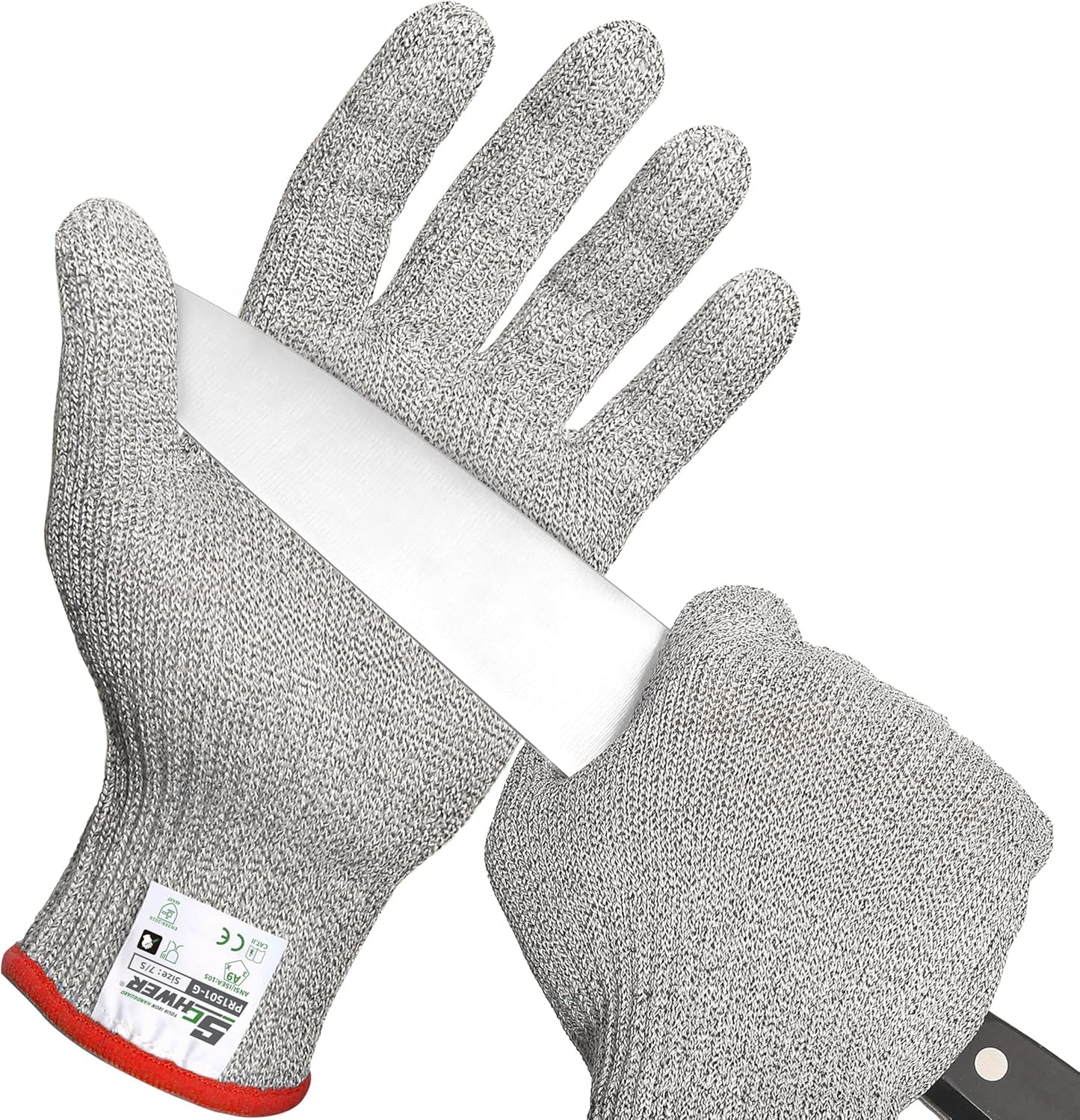 SlicePro ANSI Cut Resistant Gloves, Food Grade Cutting Glove for Kitchen Food Prep, Mandoline Gloves for Meat Cutting, Oyster Shucking, Fish Fillet Processing, PR1501-G, L