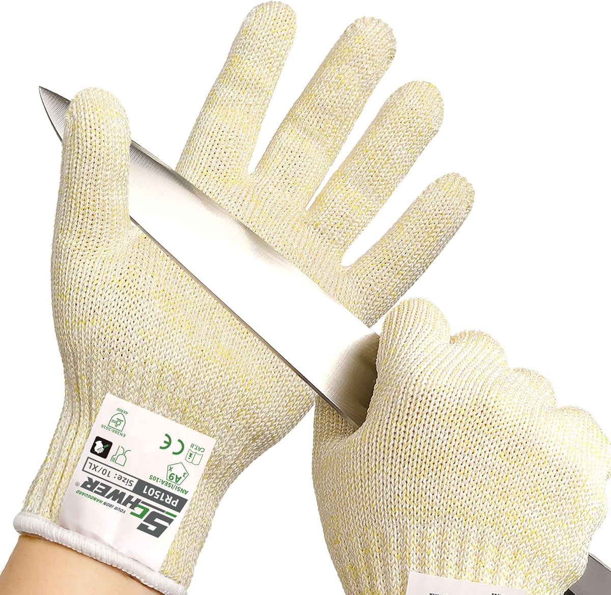 SlicePro ANSI Cut Resistant Gloves, Food Grade Cutting Glove for Kitchen Food Prep, Mandoline Gloves for Meat Cutting, Oyster Shucking, Fish Fillet Processing, PR1501-G, L