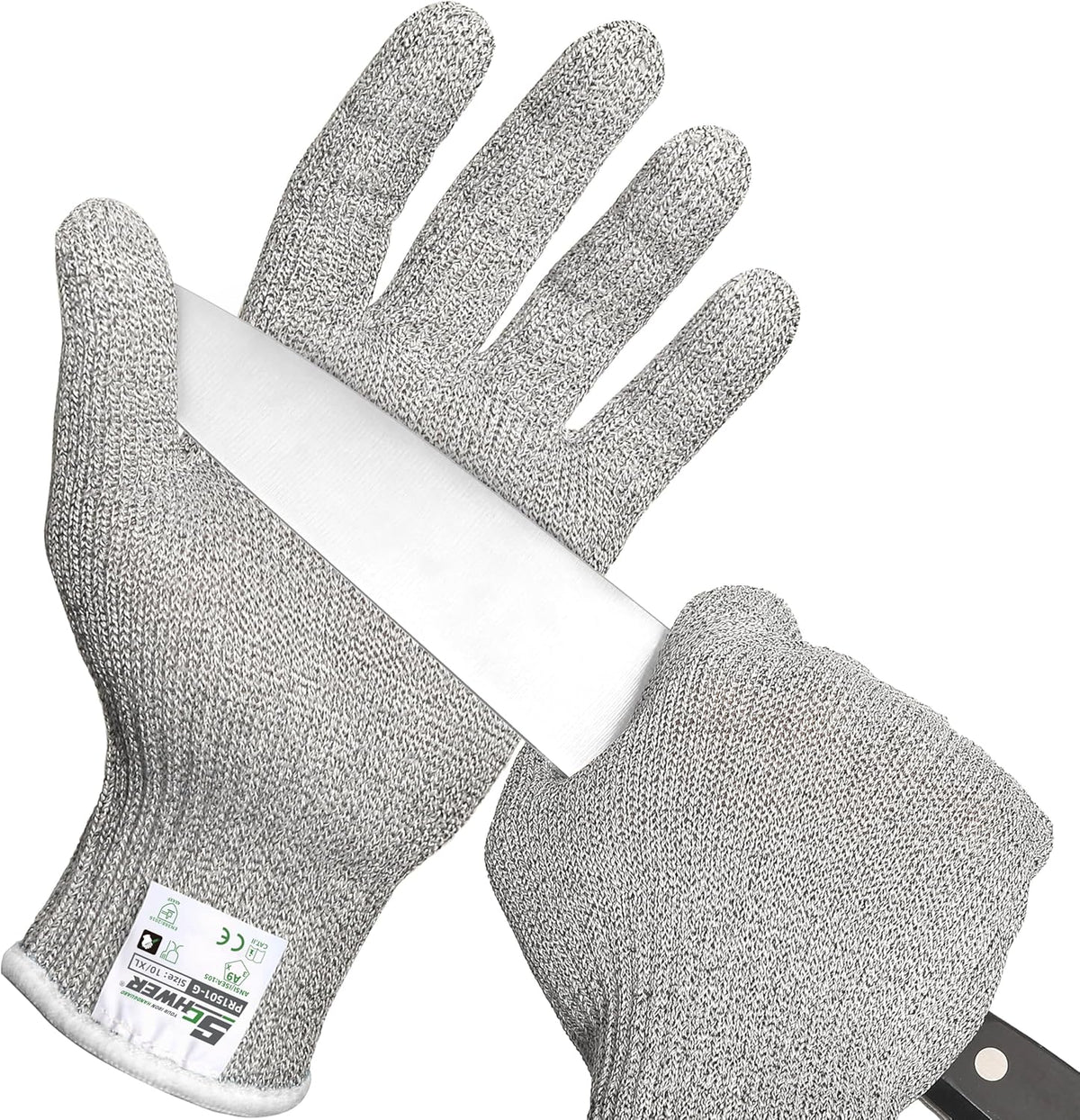 SlicePro ANSI Cut Resistant Gloves, Food Grade Cutting Glove for Kitchen Food Prep, Mandoline Gloves for Meat Cutting, Oyster Shucking, Fish Fillet Processing, PR1501-G, L