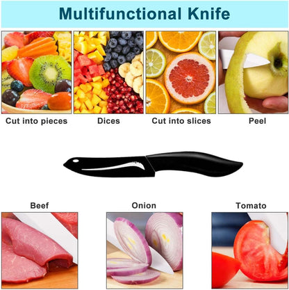 Ceramic Knife 4", Sharp Paring Knife with Large ABS Handle, Black | Ultra sharp ceramic paring knife for fruit & vegetable prep, durable food grade blade, comfortable large grip, easy to clean