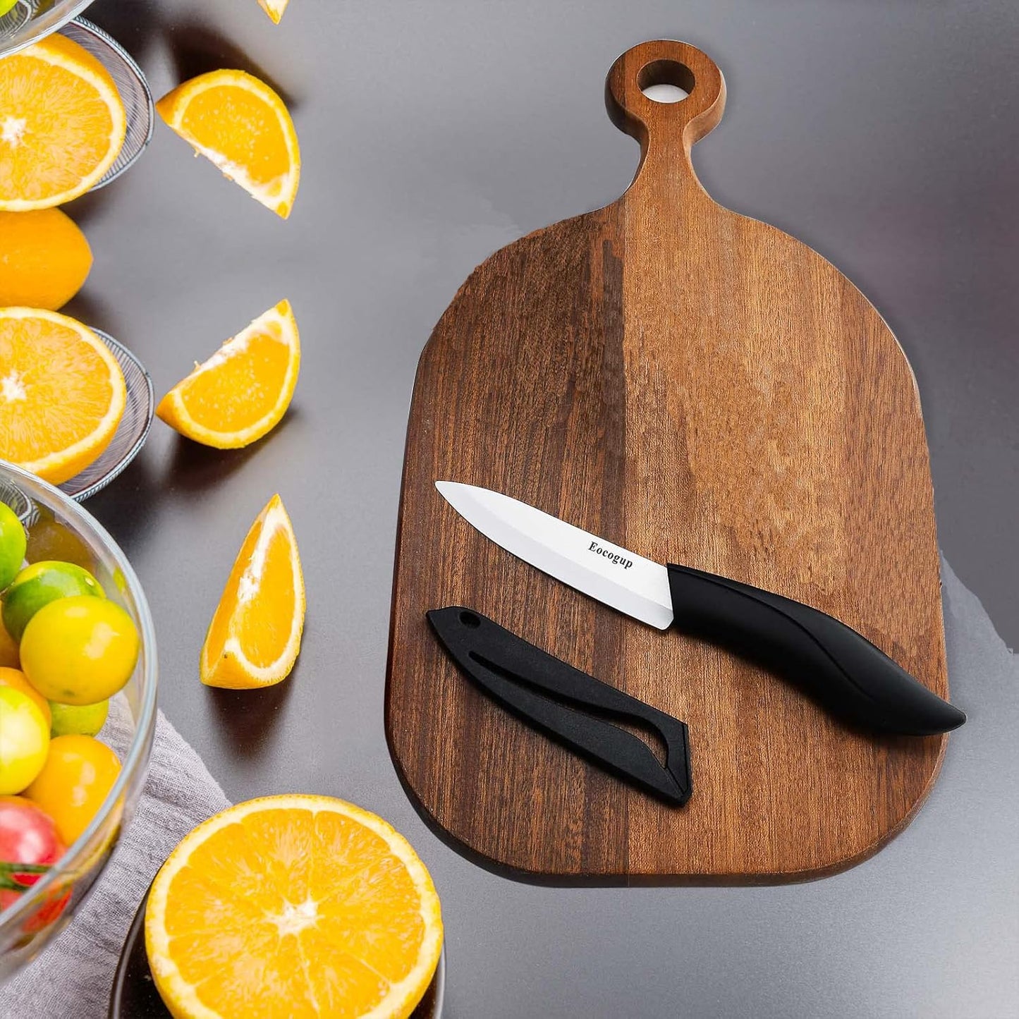 Ceramic Knife 4", Sharp Paring Knife with Large ABS Handle, Black | Ultra sharp ceramic paring knife for fruit & vegetable prep, durable food grade blade, comfortable large grip, easy to clean