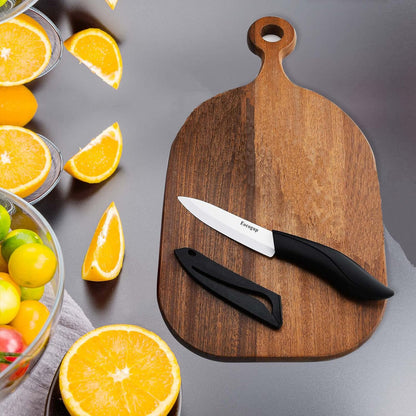 Ceramic Knife 4", Sharp Paring Knife with Large ABS Handle, Black | Ultra sharp ceramic paring knife for fruit & vegetable prep, durable food grade blade, comfortable large grip, easy to clean