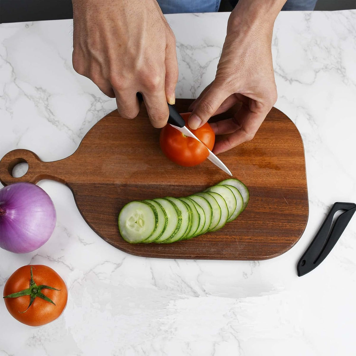 Ceramic Knife 4", Sharp Paring Knife with Large ABS Handle, Black | Ultra sharp ceramic paring knife for fruit & vegetable prep, durable food grade blade, comfortable large grip, easy to clean