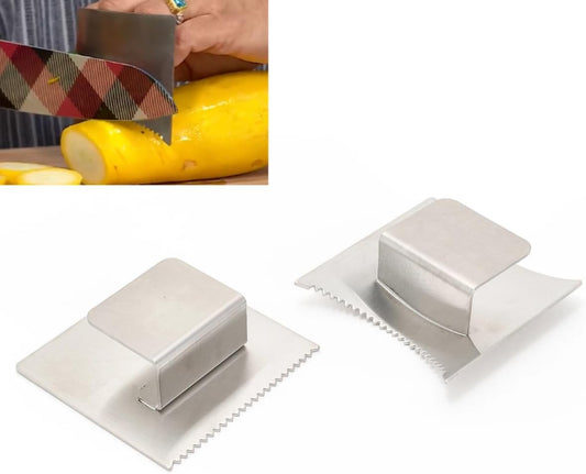 Set of 2 Heavy Duty Finger Guards to Prevent Your Fingers From Getting Injured, Easy Hold Stainless Steel Large Size Finger Protector for Safe Cutting