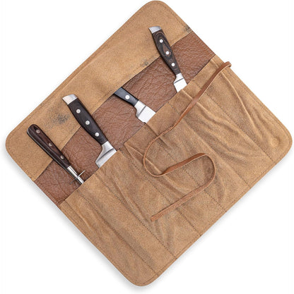 Knife Bag for Chefs–knife Roll Bag leather 7 slots – Leather Knife Case Noah (brown)