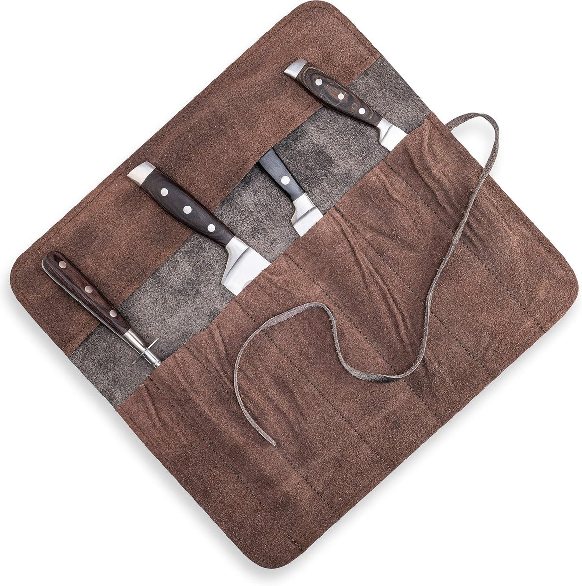 Knife Bag for Chefs–knife Roll Bag leather 7 slots – Leather Knife Case Noah (brown)