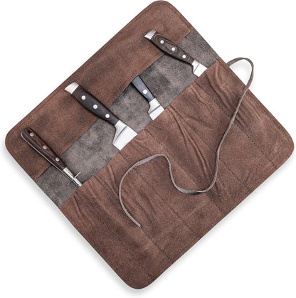 Knife Bag for Chefs–knife Roll Bag leather 7 slots – Leather Knife Case Noah (brown)