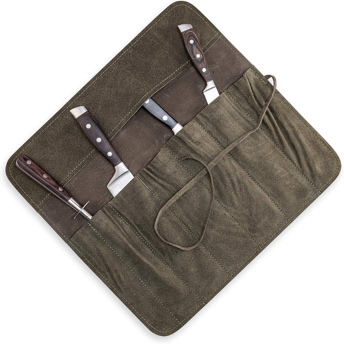 Knife Bag for Chefs–knife Roll Bag leather 7 slots – Leather Knife Case Noah (brown)