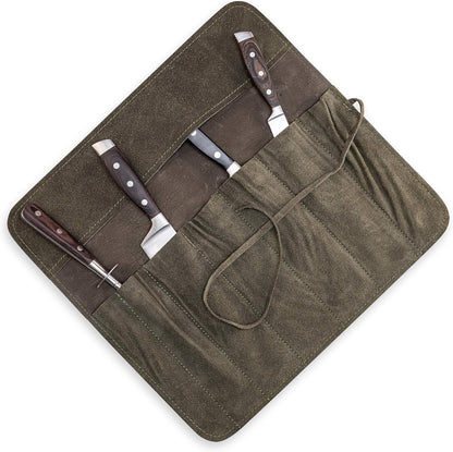 Knife Bag for Chefs–knife Roll Bag leather 7 slots – Leather Knife Case Noah (brown)
