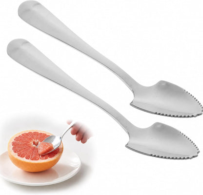 Grapefruit Serrated Knife Spoons : 2pcs Stainless Steel Spoons Serrated Grapefruit Utensils Tools for Citrus Fruits Kiwi Lemon Desserts Salads