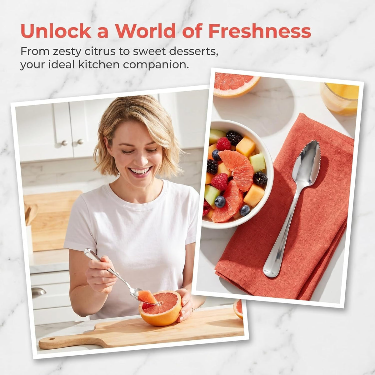 Grapefruit Serrated Knife Spoons : 2pcs Stainless Steel Spoons Serrated Grapefruit Utensils Tools for Citrus Fruits Kiwi Lemon Desserts Salads