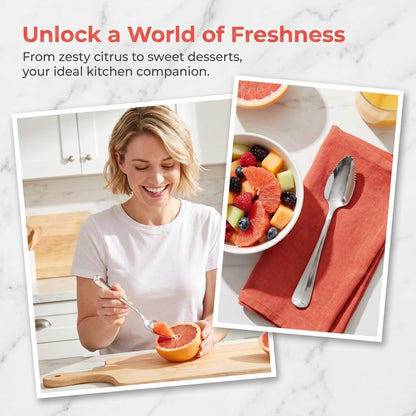 Grapefruit Serrated Knife Spoons : 2pcs Stainless Steel Spoons Serrated Grapefruit Utensils Tools for Citrus Fruits Kiwi Lemon Desserts Salads
