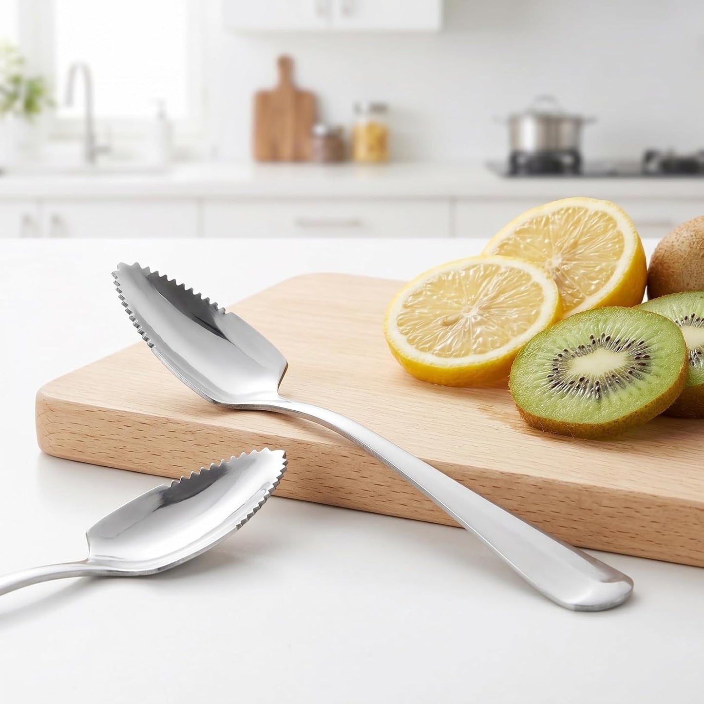 Grapefruit Serrated Knife Spoons : 2pcs Stainless Steel Spoons Serrated Grapefruit Utensils Tools for Citrus Fruits Kiwi Lemon Desserts Salads