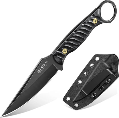 Fixed Blade Knife - Outdoor Survival Gift Men Black | Small Knife with Sheath for Camping Hiking