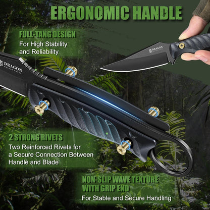Fixed Blade Knife - Outdoor Survival Gift Men Black | Small Knife with Sheath for Camping Hiking