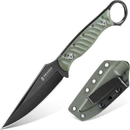 Fixed Blade Knife - Outdoor Survival Gift Men Black | Small Knife with Sheath for Camping Hiking