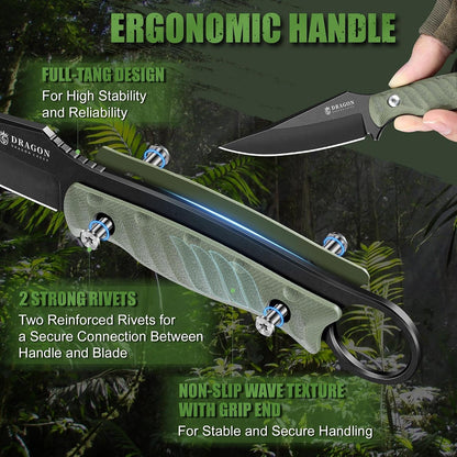 Fixed Blade Knife - Outdoor Survival Gift Men Black | Small Knife with Sheath for Camping Hiking