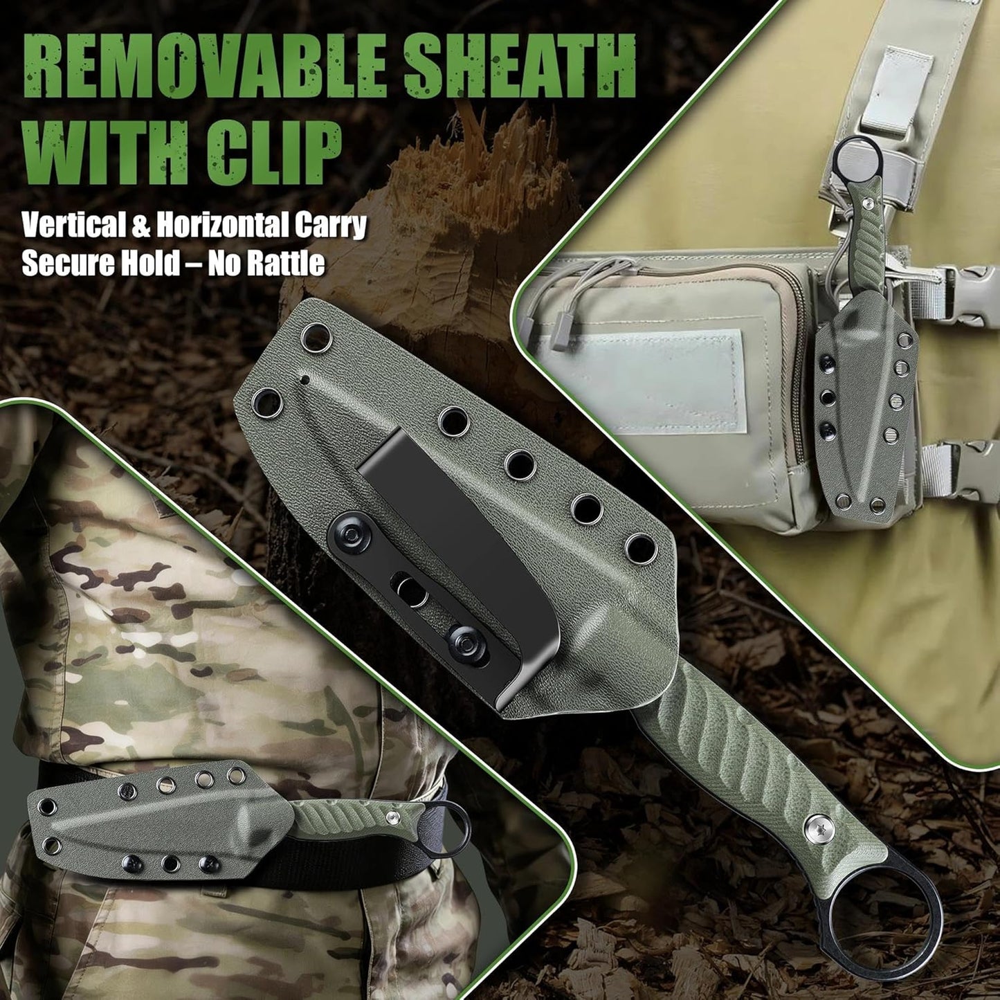 Fixed Blade Knife - Outdoor Survival Gift Men Black | Small Knife with Sheath for Camping Hiking