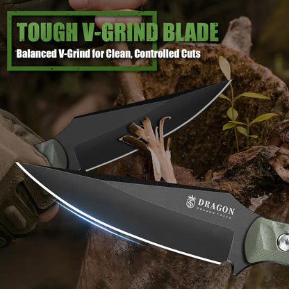 Fixed Blade Knife - Outdoor Survival Gift Men Black | Small Knife with Sheath for Camping Hiking