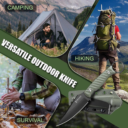Fixed Blade Knife - Outdoor Survival Gift Men Black | Small Knife with Sheath for Camping Hiking
