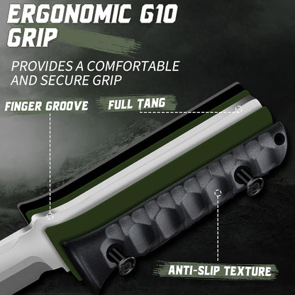 Fixed Blade Knife - Outdoor Survival Gift Men Black | Small Knife with Sheath for Camping Hiking