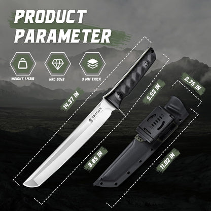 Fixed Blade Knife - Outdoor Survival Gift Men Black | Small Knife with Sheath for Camping Hiking