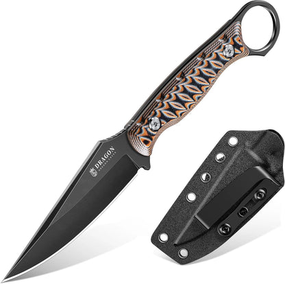 Fixed Blade Knife - Outdoor Survival Gift Men Black | Small Knife with Sheath for Camping Hiking