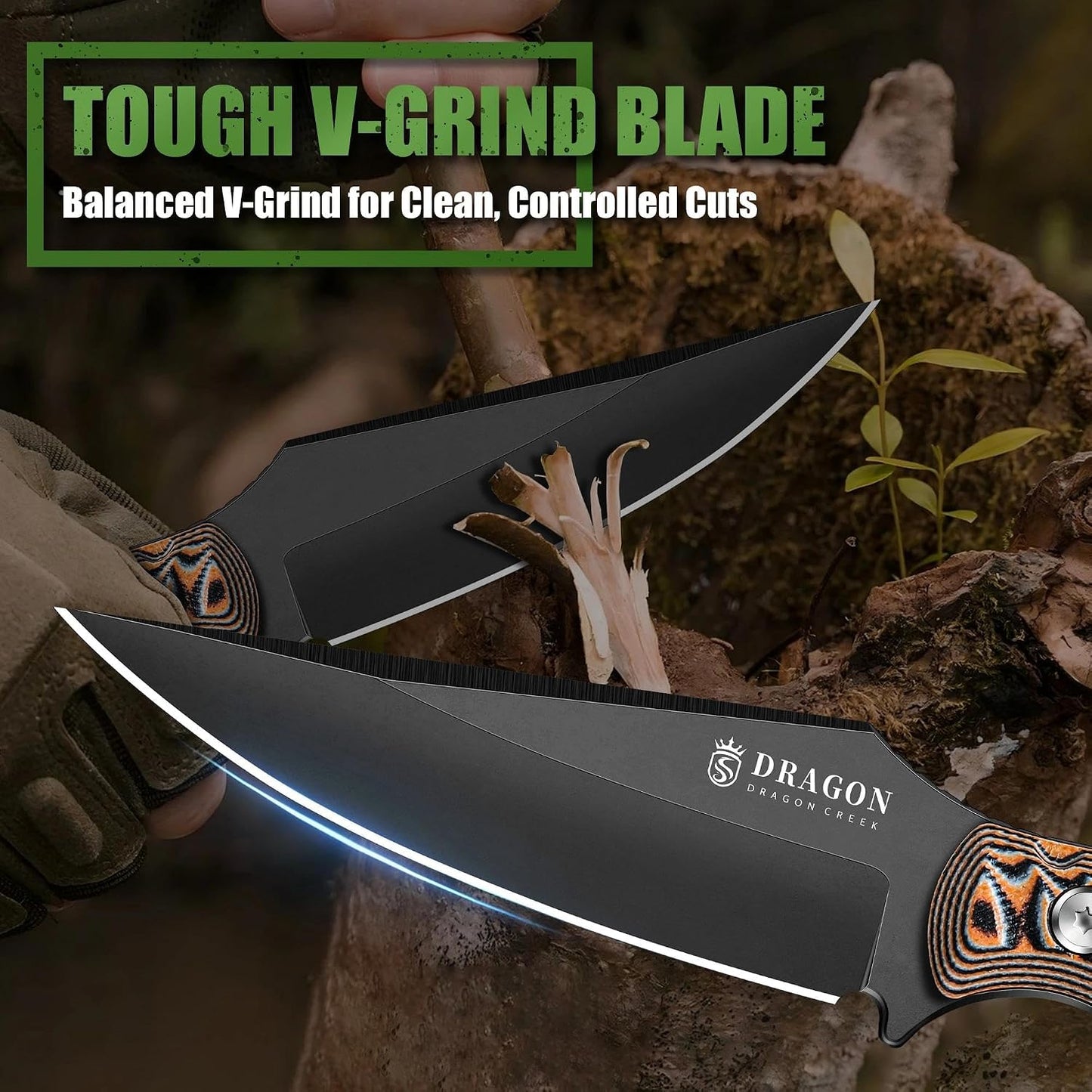 Fixed Blade Knife - Outdoor Survival Gift Men Black | Small Knife with Sheath for Camping Hiking