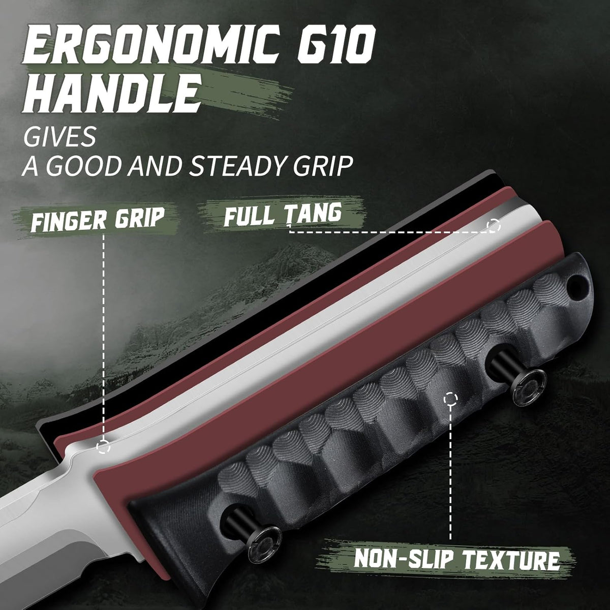 Fixed Blade Knife - Outdoor Survival Gift Men Black | Small Knife with Sheath for Camping Hiking