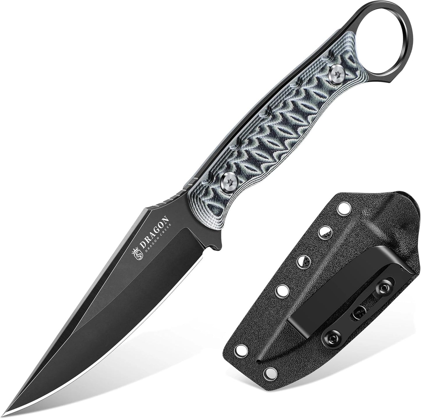 Fixed Blade Knife - Outdoor Survival Gift Men Black | Small Knife with Sheath for Camping Hiking