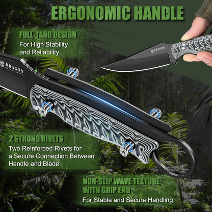 Fixed Blade Knife - Outdoor Survival Gift Men Black | Small Knife with Sheath for Camping Hiking