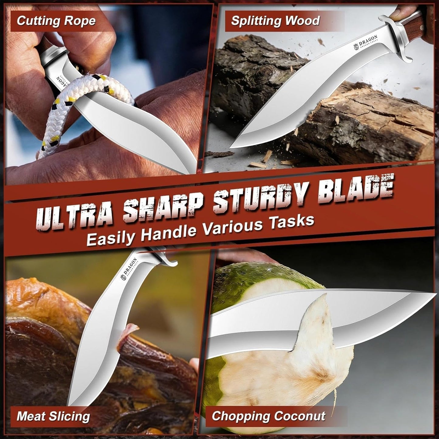 Fixed Blade Knife - Outdoor Survival Gift Men Black | Small Knife with Sheath for Camping Hiking