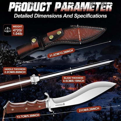 Fixed Blade Knife - Outdoor Survival Gift Men Black | Small Knife with Sheath for Camping Hiking
