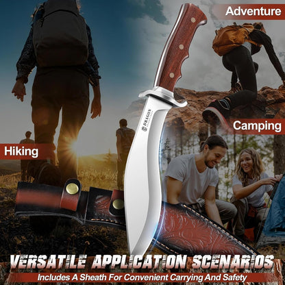 Fixed Blade Knife - Outdoor Survival Gift Men Black | Small Knife with Sheath for Camping Hiking