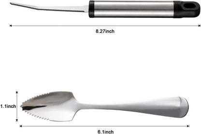 Grapefruit Spoons and Grapefruit Knife, Serrated Spoons Utensils Tool Set | Set of 7 Food Grade Stainless Steel Dessert Spoons Mirror Finish Fruit Knife, Suitable for Citrus Fruits Desserts Salads