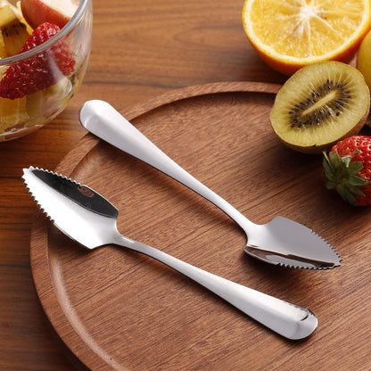 Grapefruit Spoons and Grapefruit Knife, Serrated Spoons Utensils Tool Set | Set of 7 Food Grade Stainless Steel Dessert Spoons Mirror Finish Fruit Knife, Suitable for Citrus Fruits Desserts Salads