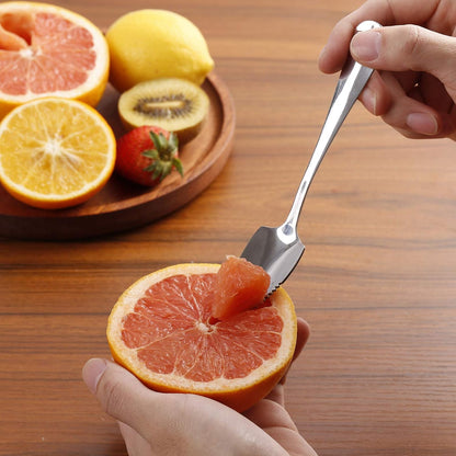 Grapefruit Spoons and Grapefruit Knife, Serrated Spoons Utensils Tool Set | Set of 7 Food Grade Stainless Steel Dessert Spoons Mirror Finish Fruit Knife, Suitable for Citrus Fruits Desserts Salads