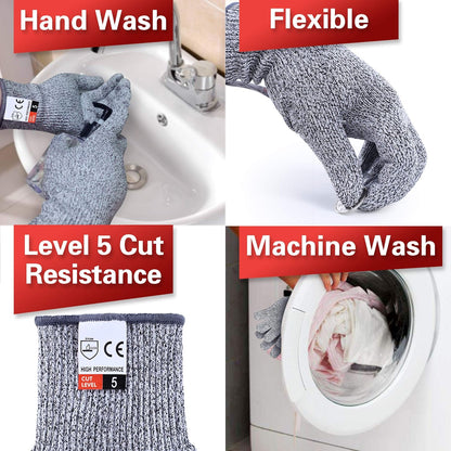 2PCS Cut Resistant Gloves, Cutting Gloves Level 5 Protection for Kitchen