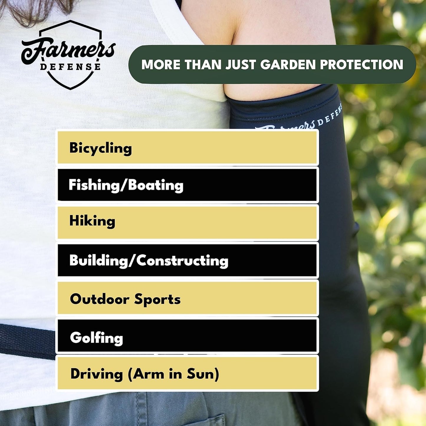 Gardening Arm Sleeves|UV Cooling Protective Sleeve Women & Men|Anti-Scratch Cover Sun UPF Outdoor Protection - Black - S/M