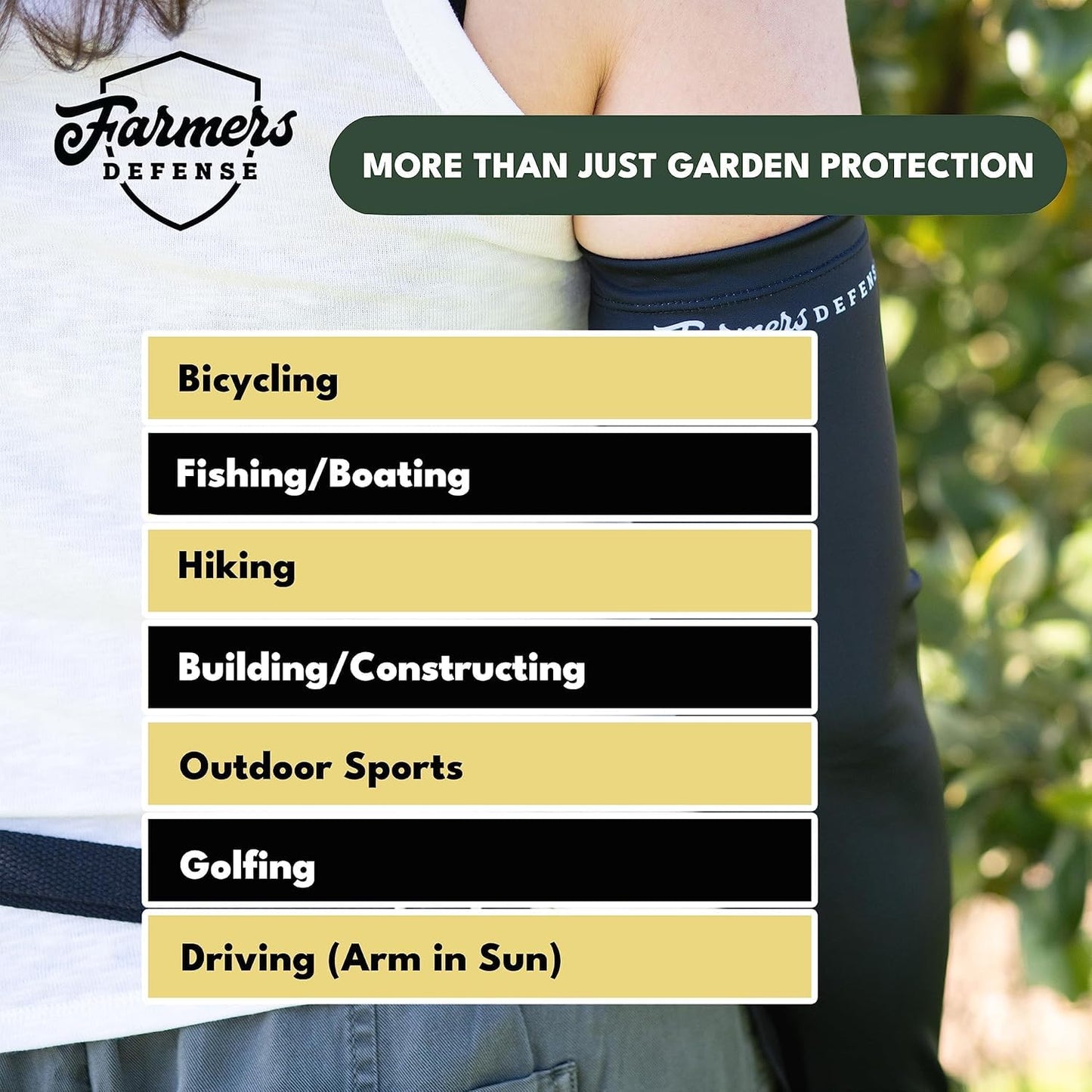 Gardening Arm Sleeves|UV Cooling Protective Sleeve Women & Men|Anti-Scratch Cover Sun UPF Outdoor Protection - Black - S/M