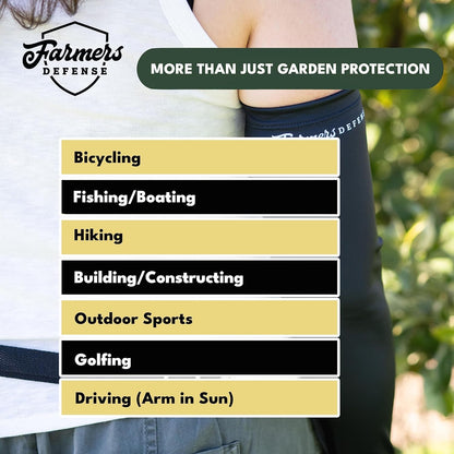 Gardening Arm Sleeves|UV Cooling Protective Sleeve Women & Men|Anti-Scratch Cover Sun UPF Outdoor Protection - Black - S/M