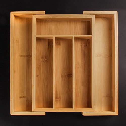 Bamboo 6-Slot Expanding Flatware Organizer Expandable Fits Most Kitchen Drawers | Adjustable Wood Drawer Divider & Silverware Organizer, Adjusts 8.5 to 13.25 Inches, 6 Slot Utility Tray & Utensil Holder